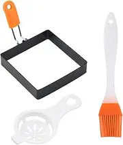 Griddle Egg Rings | Egg Rings Set | Egg Cooking Rings with Silicone Handle, Non-Stick Stainless Steel Fried Egg , Stainless Steel Egg Molds, Square Shaped Egg Molds for Perfect Eggs