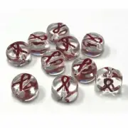 Ribbon Awareness Beads BROWN Flat Round 10mm 10 pcs Colon Rectal Cancer