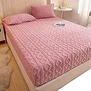 Velvet Plush Fleece Fitted Bed Sheet Set, Luxury Mattress Covers, Mattress Protector Breathable Mattress Pad Covers, Elastic Fitted Mattress Topper (only 1 bedsheet(Pink,120x200cm)