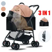 3IN1 Pet Dog Stroller Pram Large Cat Carrier Travel Pushchair Foldable 4 Wheels