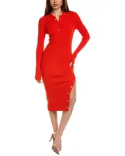Reiss Rita Button Detail Knitted Midi Dress