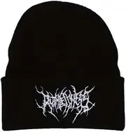 [AMRSLLC] Beanie for Men Black White Beanie Hat Men Stylish Gothic Scar Embroidery Knitted Fashion Winter Cap Street Ski Skull Soft Warm Unisex Women Teens, Black, Medium