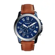 Fossil Grant Chronograph Brown Leather Watch StainlessSteel Chronograph Silver 796483226401