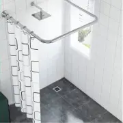 Corner Shower Curtain Rod Adjustable Telescopic Tension Curtain Rod Cloakroom