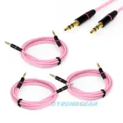 3X 4FT 3.5MM AUX JACK MALE AUDIO STEREO CABLE CORD PINK FOR IPHONE 5S 5C 5 IPOD
