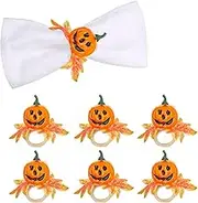 Pumpkin Table Napkin Ring,6Pieces Halloween Pumpkin Maple Napkin Rings | Fall Table Decorations Artificial Wooden Ring Holders for Thanksgiving Day