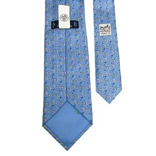 【愛馬仕】 HERMES Concours Hippique 圖案真絲領帶 男士領帶-藍色 606168T 28