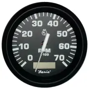 Faria Gas Outboard Engine 4" Boat Tachometer Hour Meter Gauge 7000RPM Euro Black