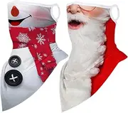 ULTECHNOVO 2pcs Christmas Theme Printed Windproof Face Mask Neck for Outdoor Sports Fishing Cycling Breathable Comfortable Design for Ice Cooling Experience