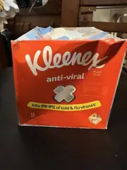 Kleenex Anti-Viral Facial Tissues 3-Ply, 55 Sheets (Pack of 1) NEW, DAMAGED BOX