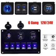 6 Gang 12V Switch Panel Control USB ON-OFF Toggle LED Rocker For Car Boat Marine (for: Daihatsu)