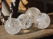 1 x Polished Crackle Quartz Crystal Sphere - Clear Quartz 40-50 Grams Approx.
