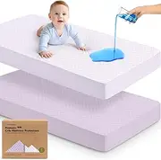 2-Pack Protect+ Waterproof Crib Mattress Protector (Quin, Lilac)