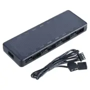 Customizable PC Fan Hub with ARGB PWM Controls, SATAs Interfaces and 8 LED Port