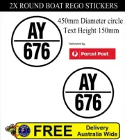 2x Boat Rego Stickers Round 450mm BUBBLE FREE High-Quality Compliant & Customize