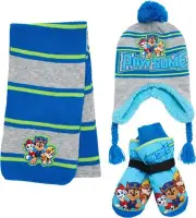 Nickelodeon Boys Paw Patrol Winter Set: Beanie Hat, Ski Mitten or Glove, & Scarf