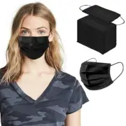 50 PCS Face Mask Class 1 Protective Disposable 3-Ply Earloop Mouth Cover Black