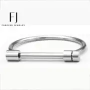 Women's 6.5" Stainless Steel, Silver Round Bangle.Bracelet*Unisex*Box