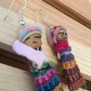 Handmade Mexican Worry Doll Earrings - Fabric Earrings - Aretes de Muñecas