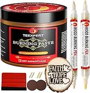 Teexpert Wood Burning Gel Pen Kit,4 OZ Wood Burning Paste,2 Scorch Pens Double-Sided, 4 Tips, Squeegee, Sandpaper for DIY Heat Sensitive Wood Burning Marker for Wood Crafts Suitable Artists Beginners