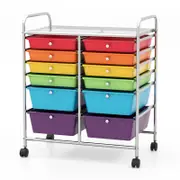 Costway 12 Drawers Galvanized Rolling Storage Trolley Cart Multi