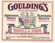 Vanilla Soda Goulding's Appetone Brand Vintage Label Goulding Bros. Whitman, Ma