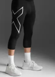 2XU Core Mens Compression 3/4 Tights - Black/Silver Half Price Deal L