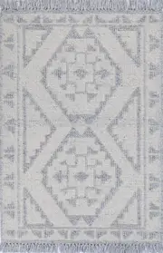 Diego Ornamental Light Grey Wool Rug
