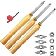 Mini Carbide Tipped Wood Lathe Turning Tool Combo Set with Inserts 3pcs