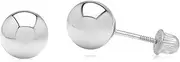 [Art and Molly] 14k White Gold Ball Stud Earrings with Secure and Comfortable Screw Backs