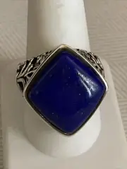 Barse Beautiful “Fleur De Lis” Solid Sterling Silver Lapis Lazuli Ring Size 10