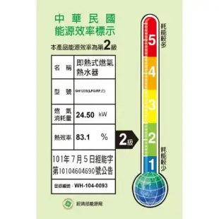 櫻花【GH-1235L】12公升ABS防空燒RF式LPG熱水器桶裝瓦斯(全省安裝)(送5%購物金)