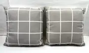 Durable Checkered Throw Pillows - Gray and White 1 Set, 16"x16", *NEW* , D2