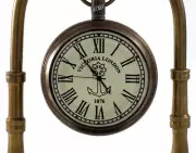 Brass Table Watch Clock on Compass Base Antique Look Desk Office Christmas Gifts
