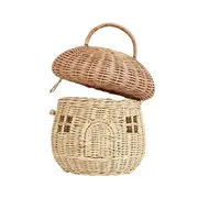 Mushroom Wicker Storage Basket with Lid-Rattan Mushroom Decor, , Boho Decor, Day Gift As shown