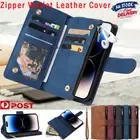 Zipper Wallet Case Leather Flip Cover For iPhone 16 15 14 13 12 11 Pro Max 8 7+