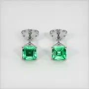 Russia Asscher - Octagon Green Emerald Platinum 950 Earring 0.64CT