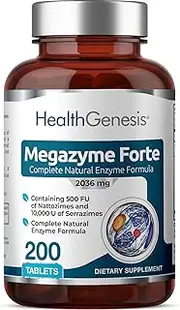 Megazyme Forte 200 Tabs - Natural Plant Proteolytic Enzymes | Digestive Support | Nattozimes | Serrazimes | Immune System Support | Detoxification Boost