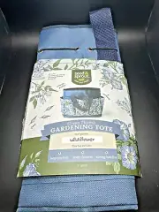 Seed & Sprout Green Thumb 8 pocket Gardening Tote Blue Floral Wildflower Canvas