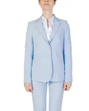 Sandro Ferrone Light Blue Pantsuit Tailored Long Sleeve Suit Women Blazers