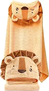 Bathing Towel for Kids | Animal Design Shower Bath Towel Blanket | Hooded Beach Towel, Absorbent Swimming Shower Towel for Kids Under 6 Years Old