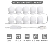 10pcs Vanity Lamp Ultra Bright Hollywood Style Mirror Light Bulbs Dressing Table - White
