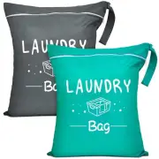 2 Pcs Large Travel Laundry Bags - Waterproof Wet/Dry Washable Drawstring Bath...