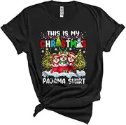 [Generic] This is My Christmas Pajama Shirt, Colorful Cute X-mas Three Corgi in Santa Bag, X-mas Family Unisex T-Shirt