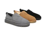 AUSTRALIAN SHEPHERD® UGG Slippers Men Sheepskin Wool Ankle Porter - Black / AU Ladies 12 / AU Men 10 / EU 43
