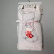 Baby's First Christmas Blanket & Stocking 30x40 Inch Plush Soft Polyester
