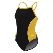 Dolfin XTRASLEEK ECO Womens Color Block Team Panel V-2 1-Piece - Black/Gold