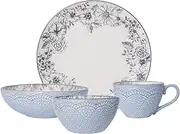 Pfaltzgraff Gabriela Gray 16-Piece Stoneware Dinnerware Set, Service for 4 -,Gabriela Grey