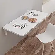 Wall Mounted Folding Breakfast Bar Table for Small Spaces Multi Functional Computer Workstation Desk with Drop Leaf Dining Table Space Saving Fold Down Wall Desk for Kitchen and Work White C