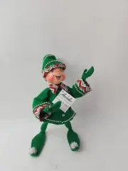 2008 Annalee 9” Green Christmas Candy Elf Posable MINT RARE Retired 501608